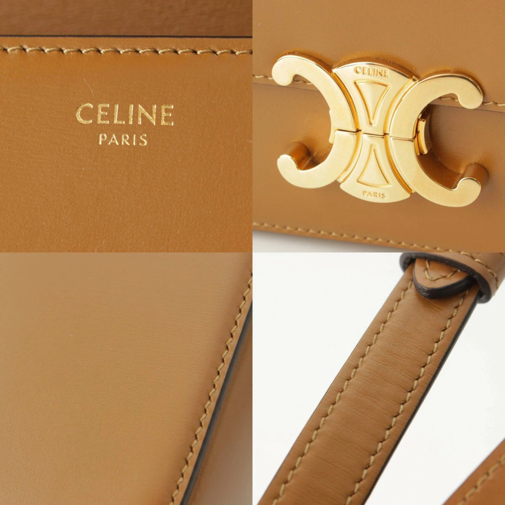 Celine Triomphe Calfskin Leather Shoulder Bag Camel Tan - Picture 7 of 8